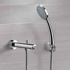 Chrome Wall Mounted Tub Spout Set with Hand Shower